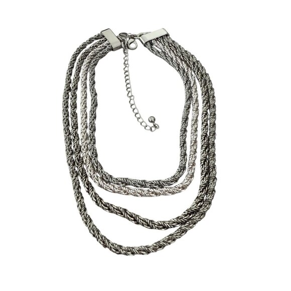 Chico's multichain statement necklace silver tone twisted chain - Picture 1 of 6
